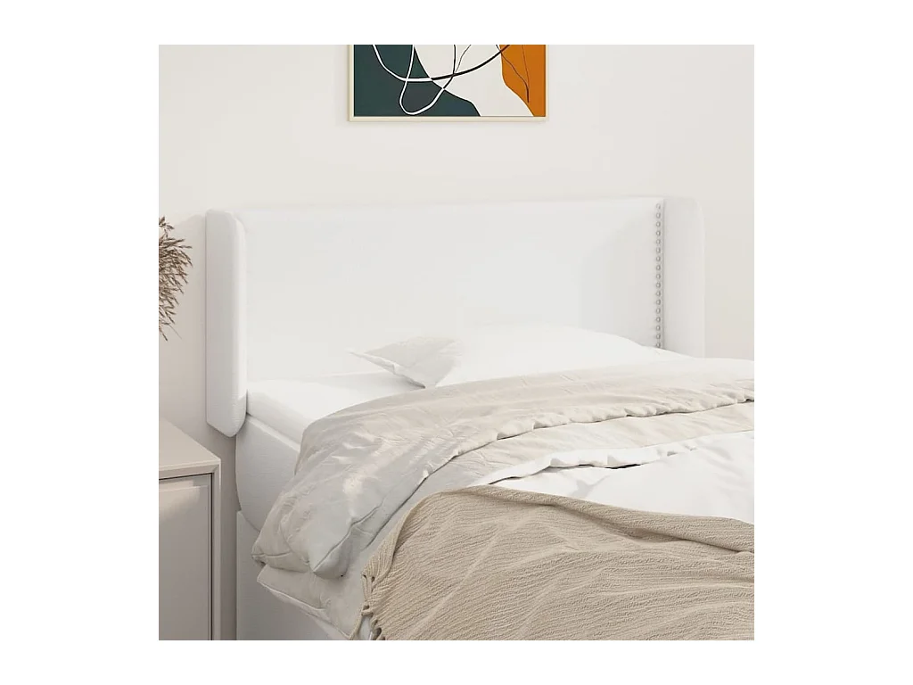 Tête de lit avec oreilles Blanc 103x16x78/88 cm Similicuir