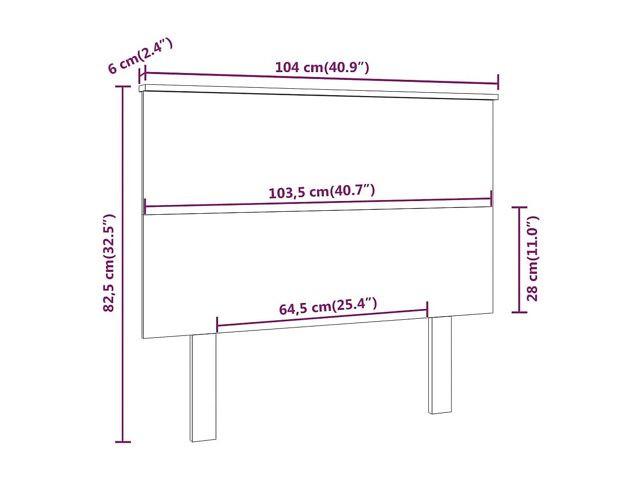 Testiera per Letto 104x6x82,5 cm Legno Massello di Pino