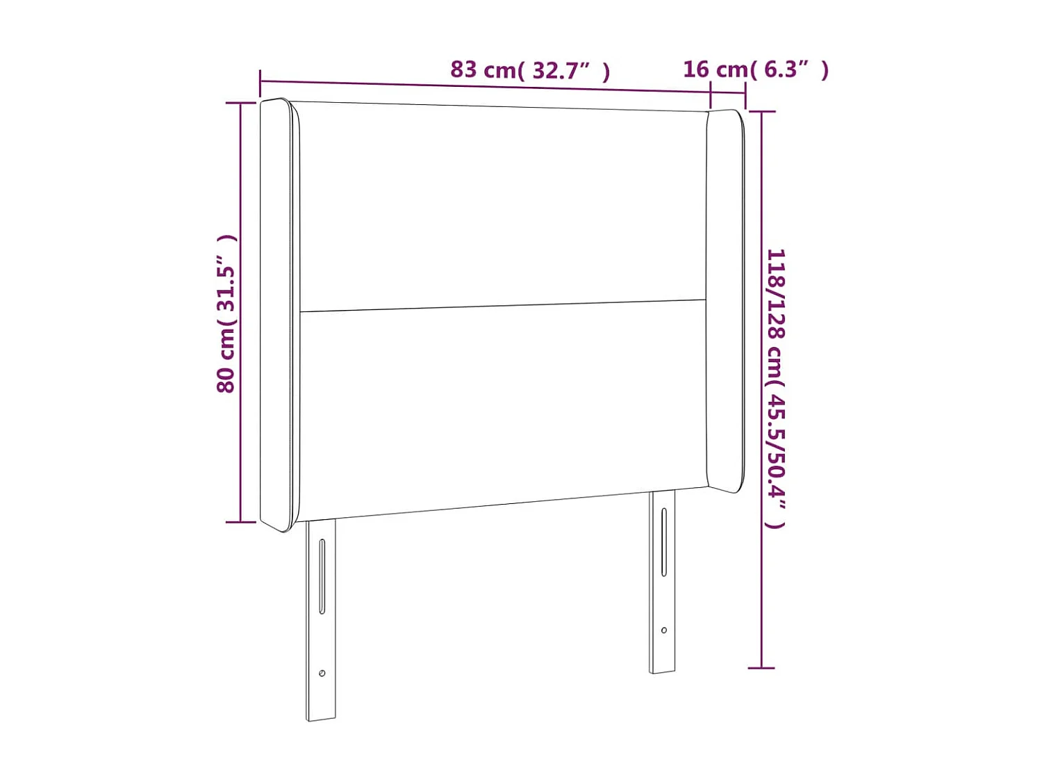 Cabecero con LED de tela gris oscuro 83x16x118/128 cm
