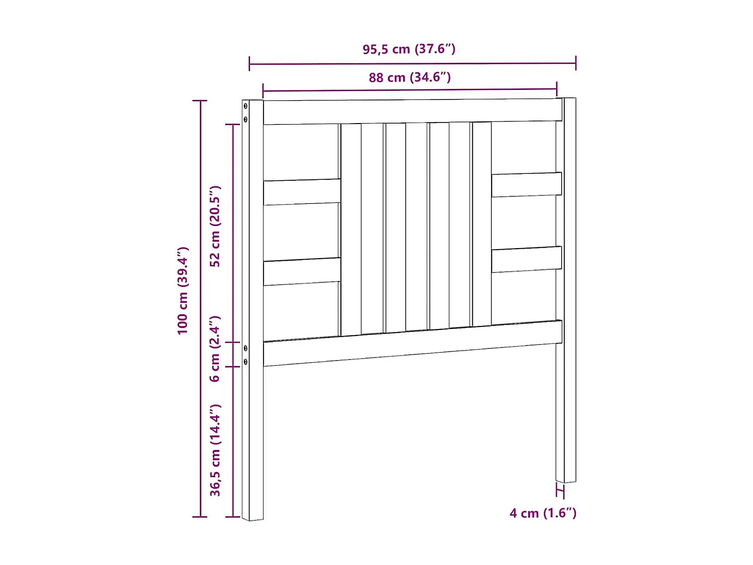 Tête de lit 96x4x100 cm Bois massif de pin