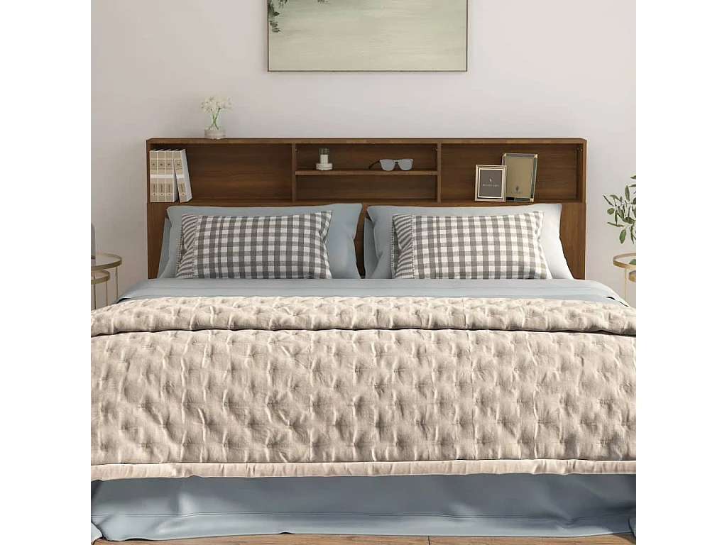 Testiera con Contenitore Rovere Marrone 200x19x103,5 cm