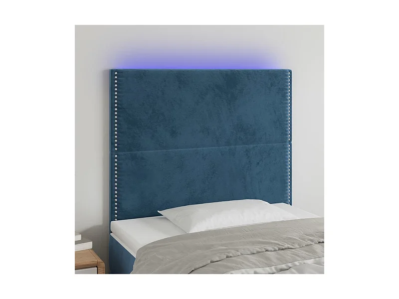 Hoofdbord LED 90x5x118/128 cm fluweel donkerblauw