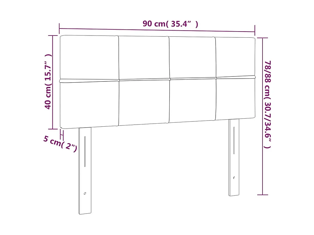Hoofdbord 90x5x78/88 cm fluweel lichtgrijs