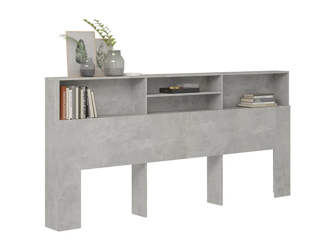 Armoire de tête de lit Gris béton 220x19x103,5 cm