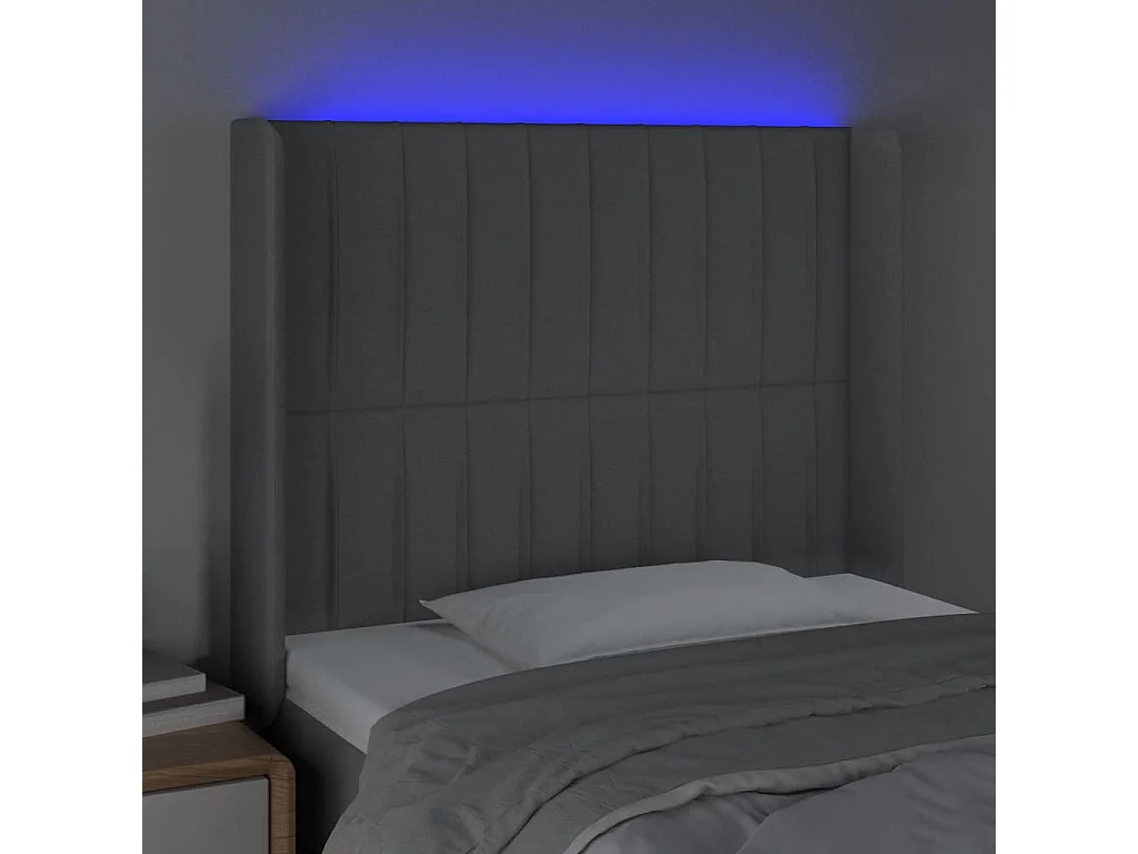 Tête de lit à LED Gris clair 103x16x118/128 cm Tissu