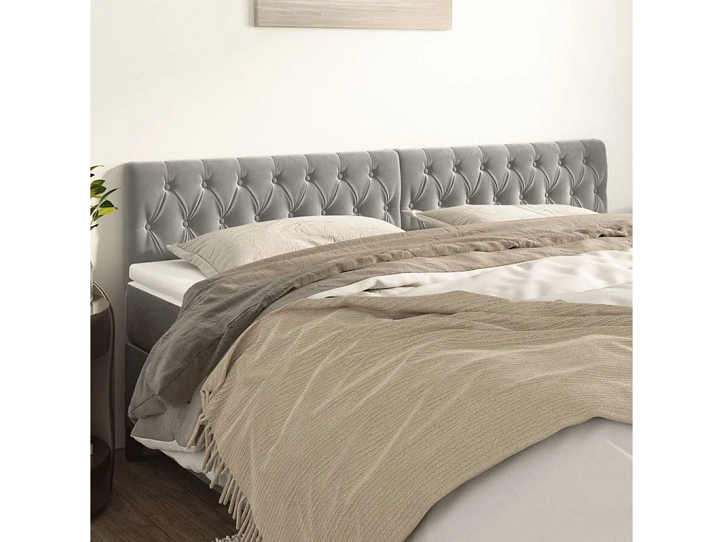 Têtes de lit Gris clair 200x7x78/88 cm Velours