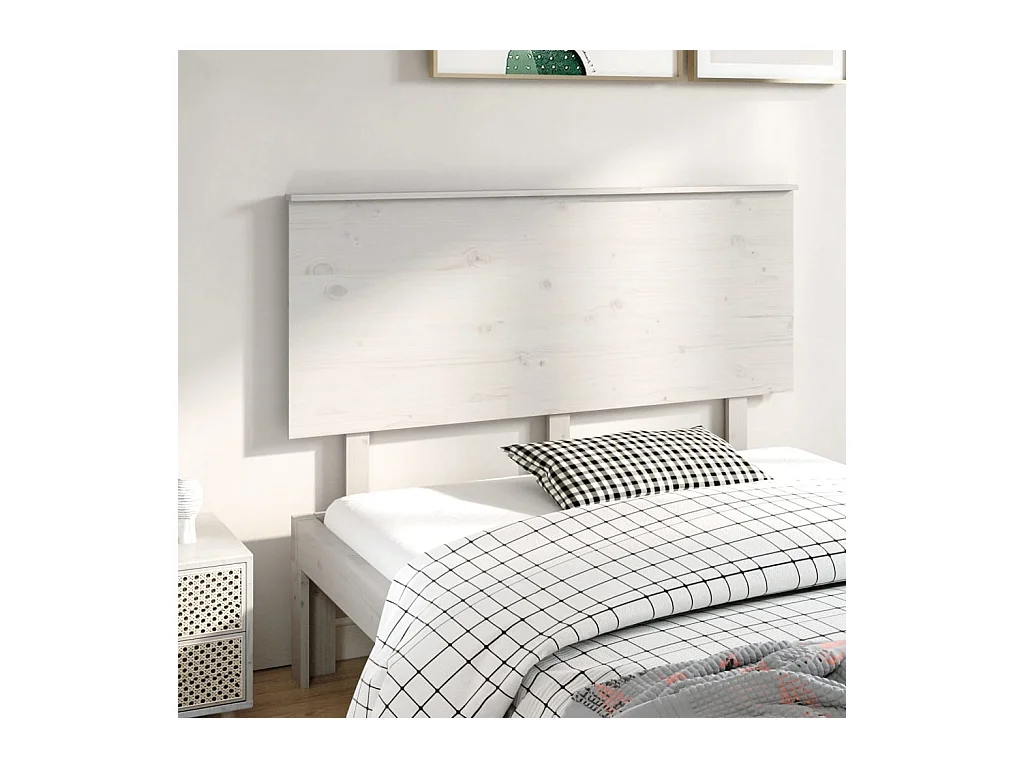 Tête de lit Blanc 144x6x82,5 cm Bois massif de pin