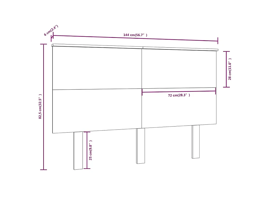 Cabecero de cama madera maciza de pino blanco 144x6x82,5 cm