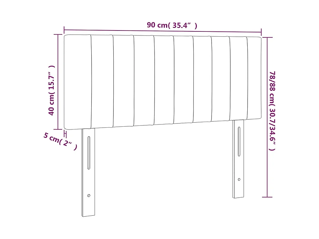 Hoofdbord 90x5x78/88 cm stof zwart