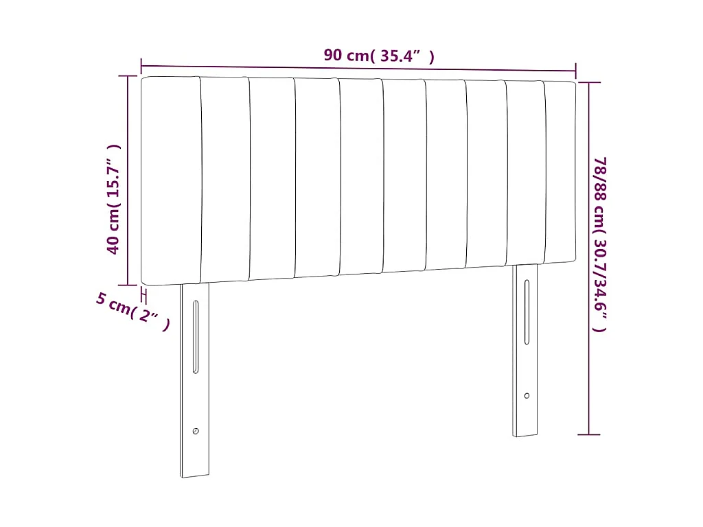 Hoofdbord 90x5x78/88 cm stof zwart