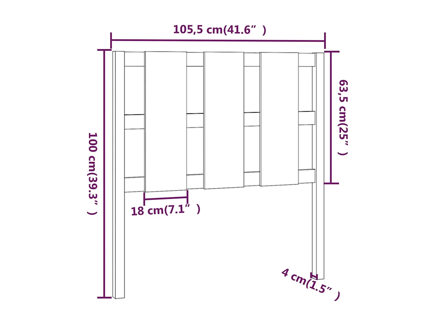 Tête de lit blanc 105,5x4x100 cm bois massif de pin