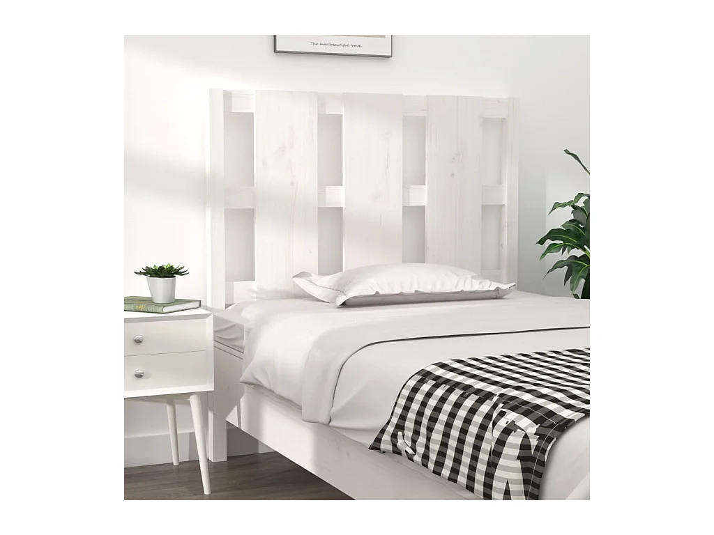 Tête de lit blanc 105,5x4x100 cm bois massif de pin