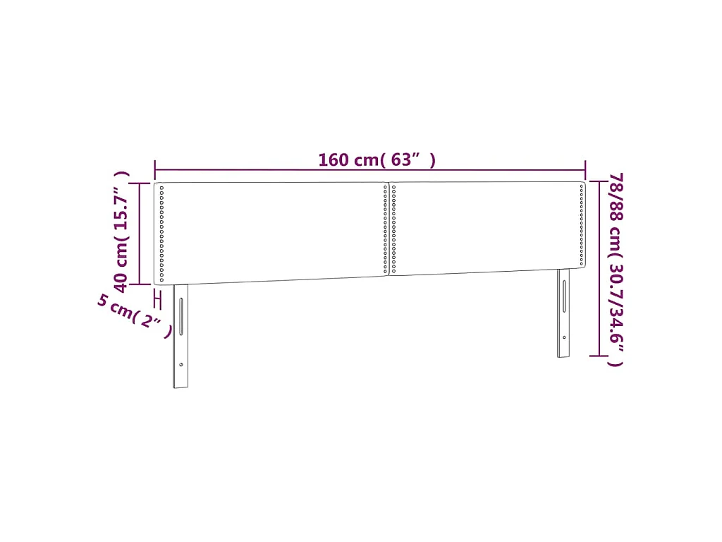 Testiera Nera 160x5x78/88 cm in Velluto
