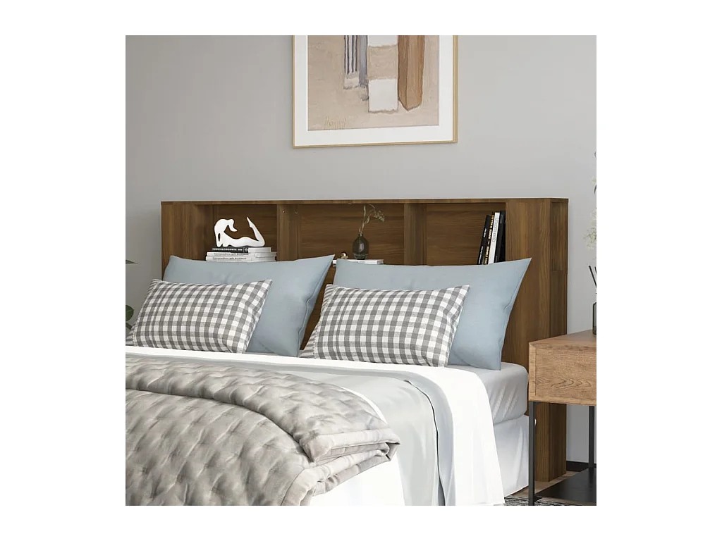 Testiera Letto con Scomparti Rovere Marrone 180x18,5x104,5 cm