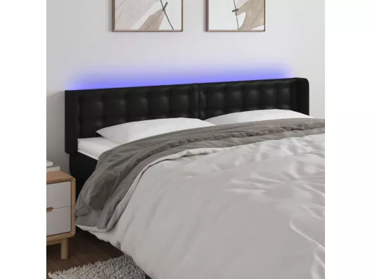 Kauf Unique LED Kopfteil Schwarz 203x16x78/88 cm Kunstleder