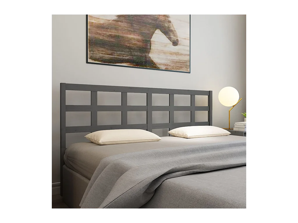 Bett-Kopfteil Grau 205,5x4x100 cm Massivholz Kiefer