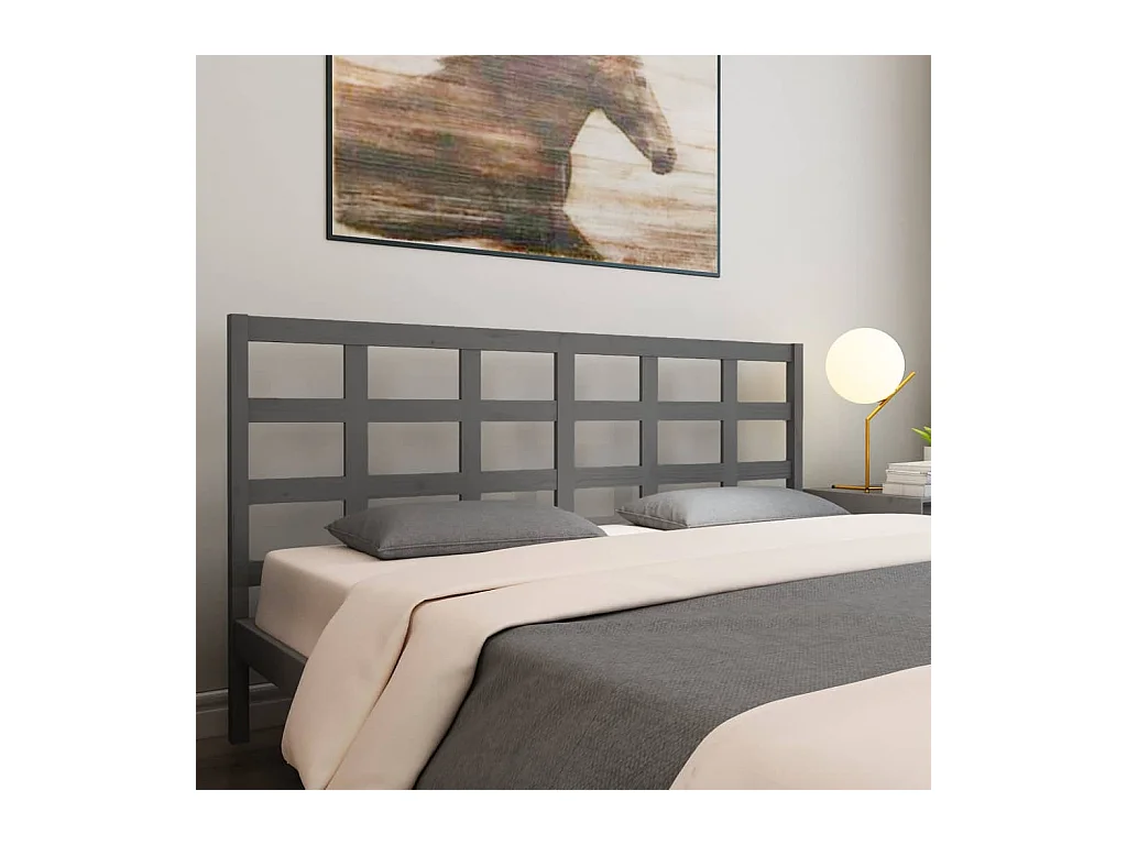 Bett-Kopfteil Grau 205,5x4x100 cm Massivholz Kiefer