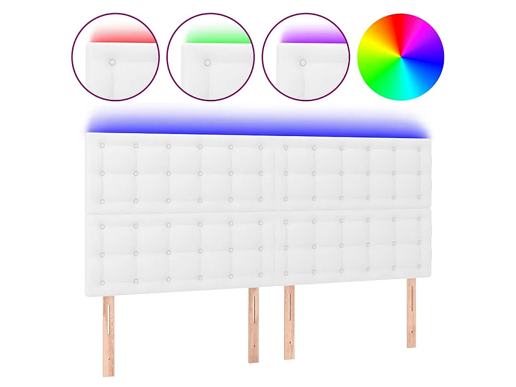 Tête de lit à LED Blanc 200x5x118/128 cm Similicuir