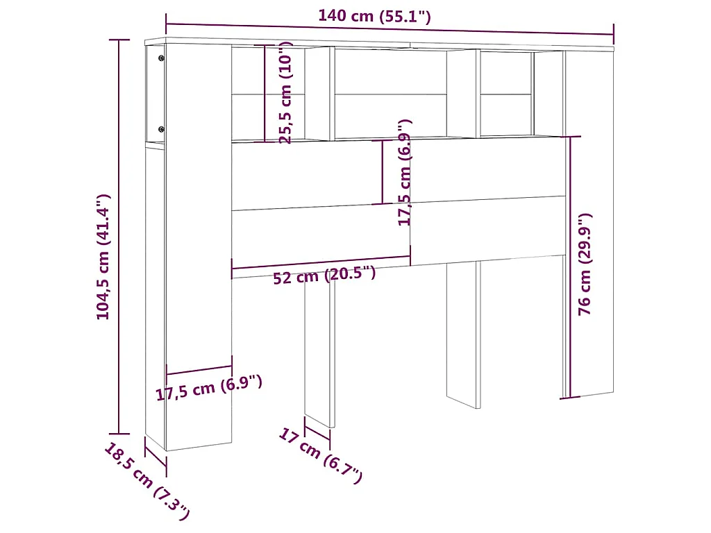 Armoire de tête de lit Chêne sonoma 140x18,5x104,5 cm