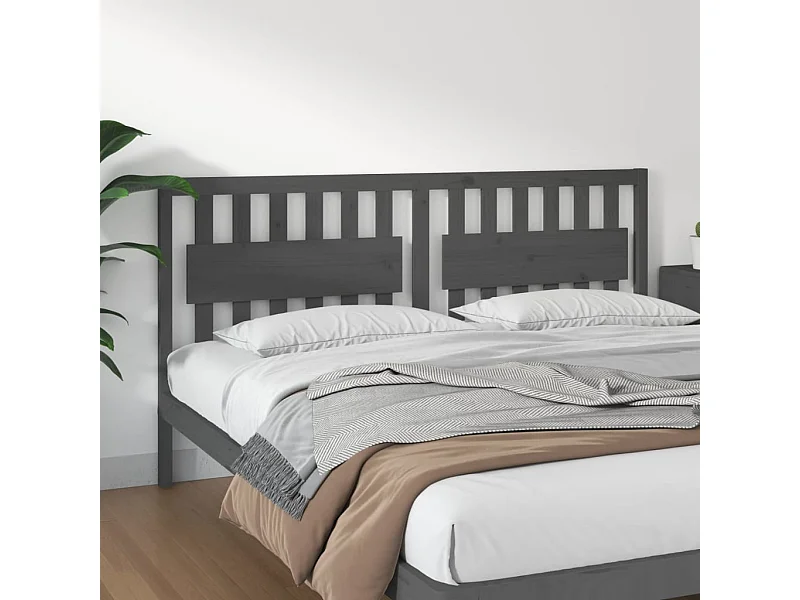 Tête de lit Gris 185,5x4x100 cm Bois massif de pin