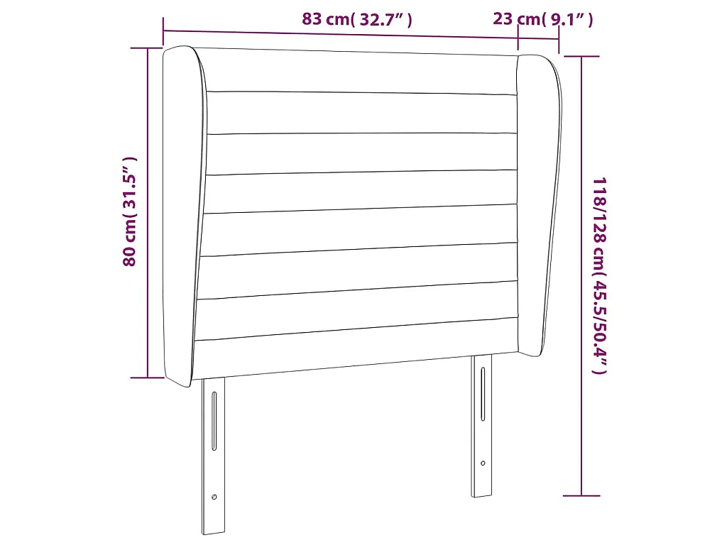 Tête de lit avec oreilles Gris clair 83x23x118/128 cm Tissu
