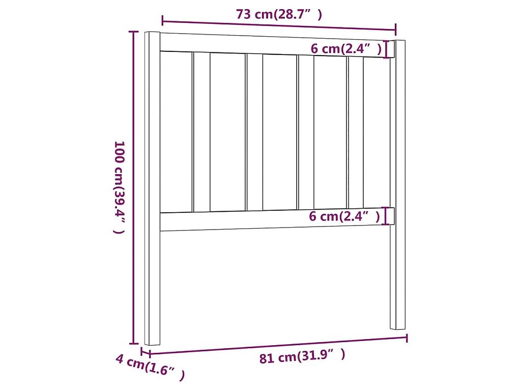 Testiera per Letto Grigia 81x4x100 cm in Legno Massello di Pino
