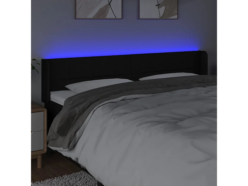 Hoofdbord LED 183x16x78/88 cm stof zwart