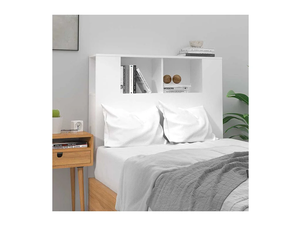 Mueble cabecero blanco brillante 100x18,5x102,5 cm