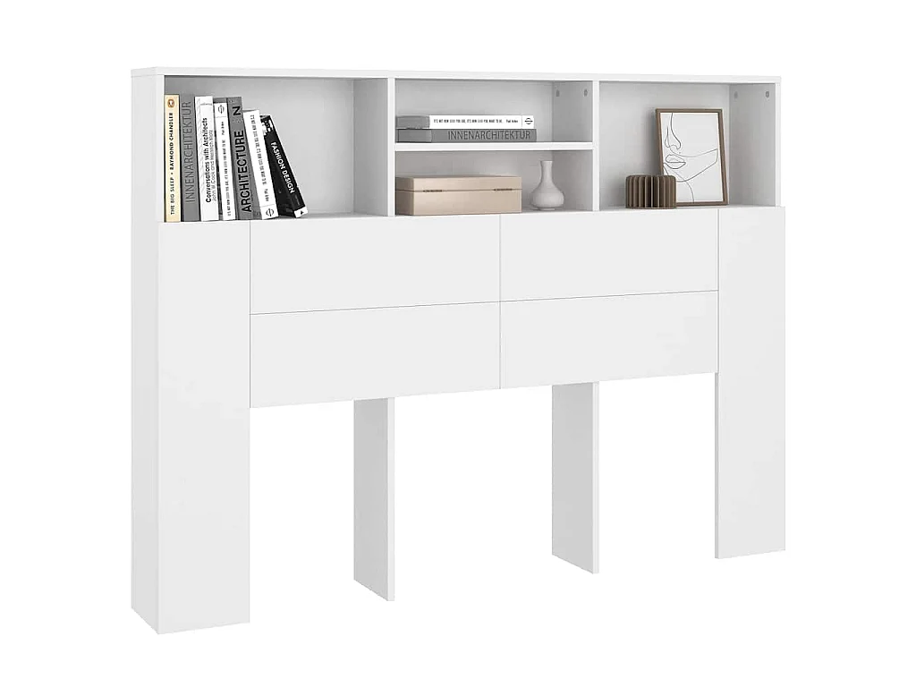 Armoire à tête de lit Blanc 140x19x103,5 cm