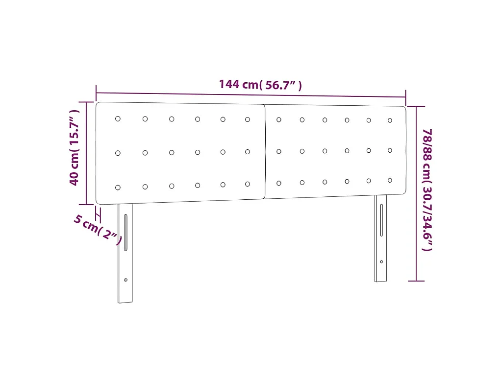 LED Kopfteil Schwarz 144x5x78/88 cm Kunstleder