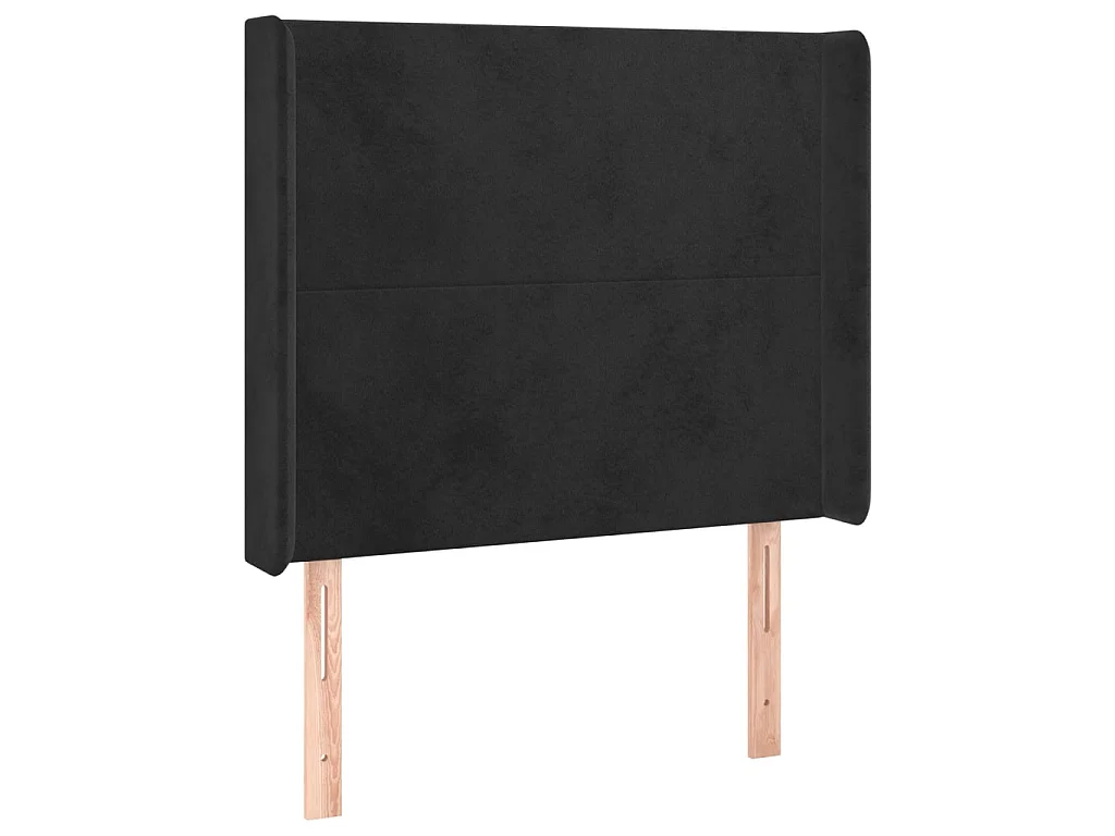 Kopfteil mit Ohren Schwarz 103x16x118/128 cm Samt