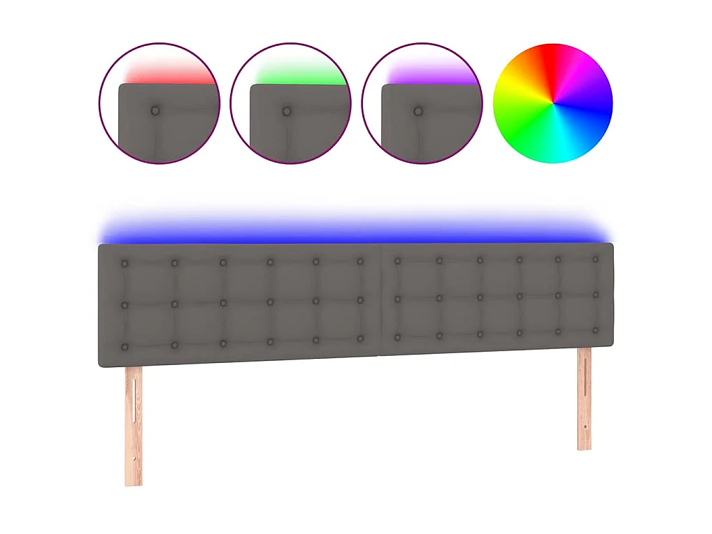 Tête de lit à LED Gris 180x5x78/88 cm Similicuir