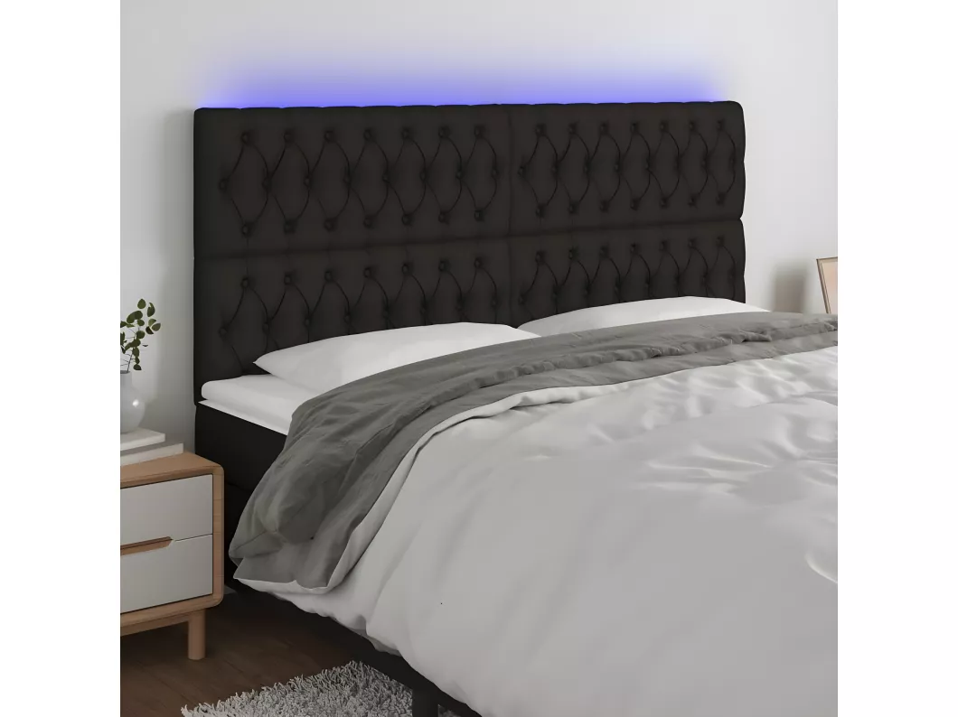 Kauf Unique LED Kopfteil Schwarz 200x7x118/128 cm Stoff