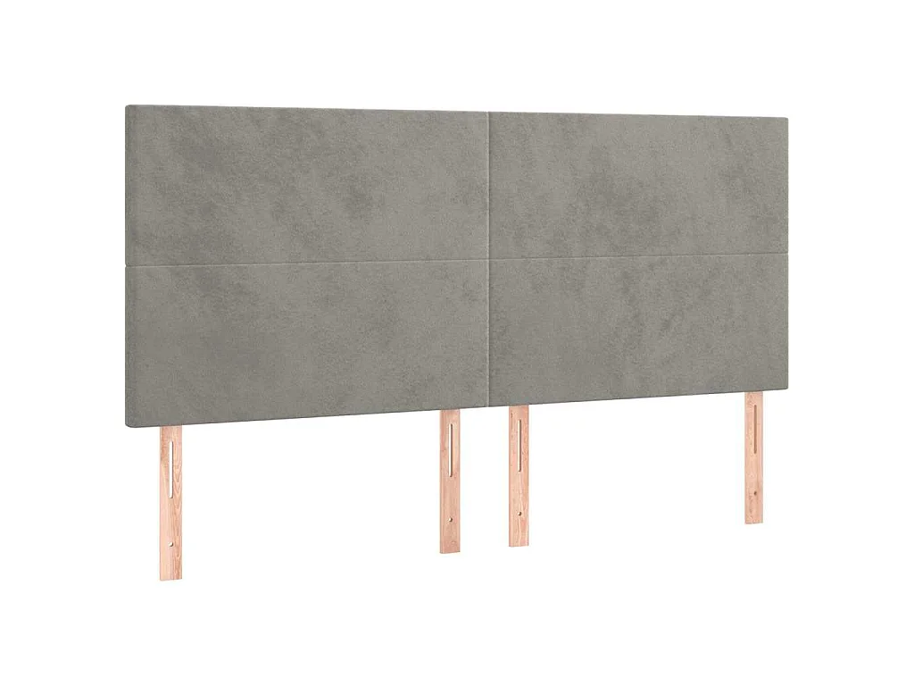 Tête de lit Gris clair 200x5x118/128 cm Velours