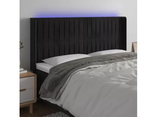 Kauf Unique LED Kopfteil Schwarz 203x16x118/128 cm Samt