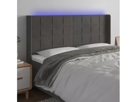 Kauf Unique LED Kopfteil Dunkelgrau 163x16x118/128 cm Samt