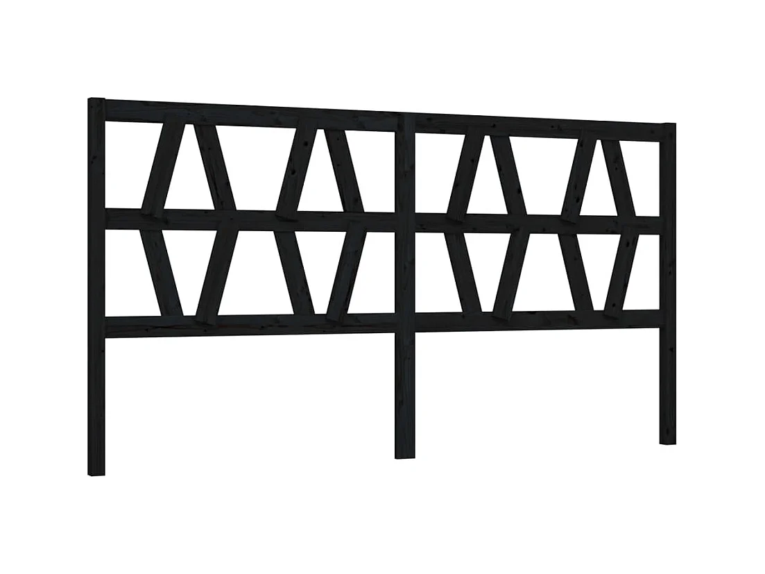 Tête de lit Noir 206x4x100 cm Bois massif de pin