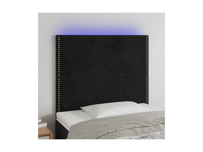 Tête de lit à LED Noir 100x5x118/128 cm Velours