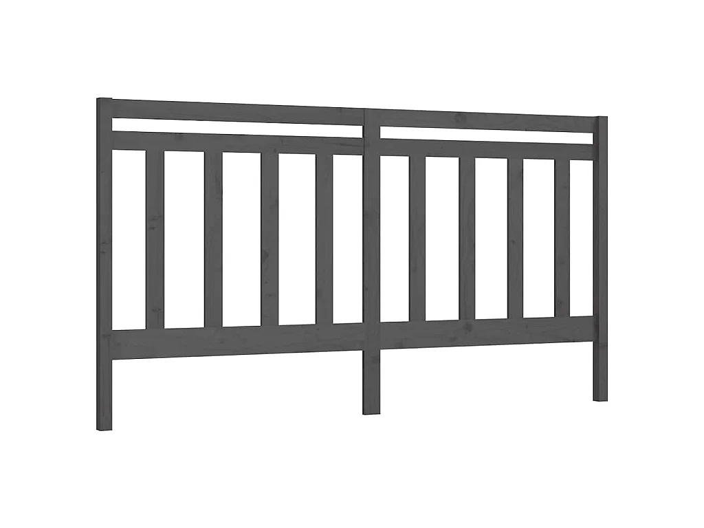 Testiera per Letto Grigia 206x4x100cm in Legno Massello di Pino
