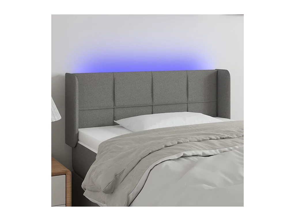 Hoofdbord LED 83x16x78/88 cm stof donkergrijs