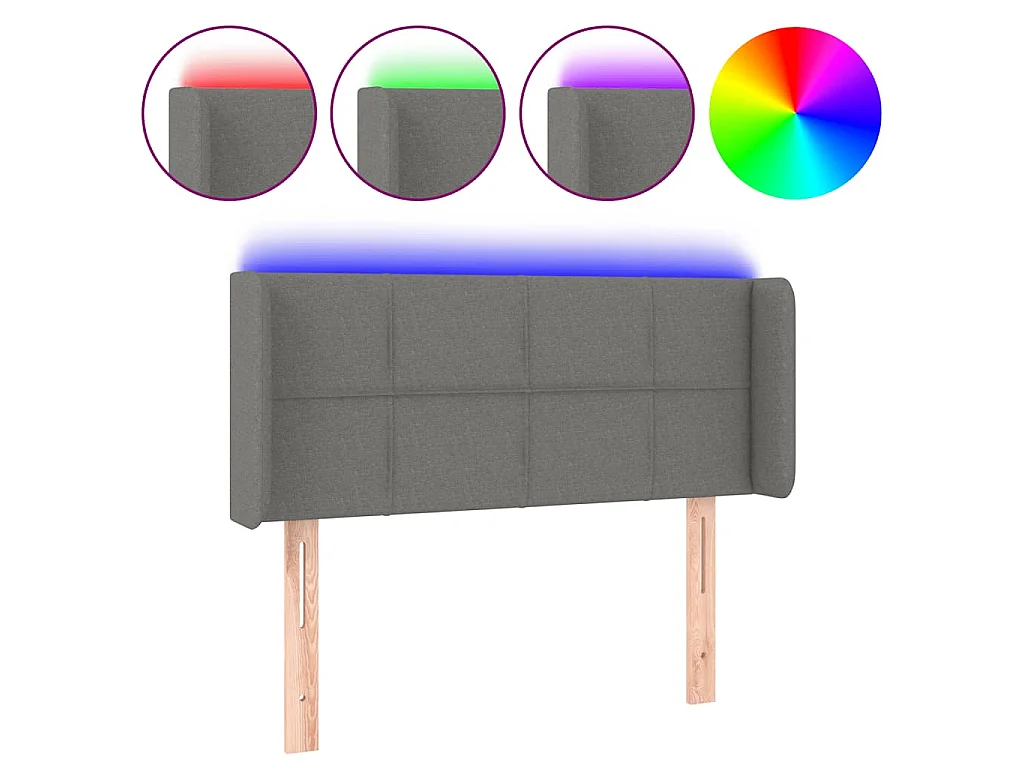 Testiera a LED Grigio Scuro 83x16x78/88 cm in Tessuto