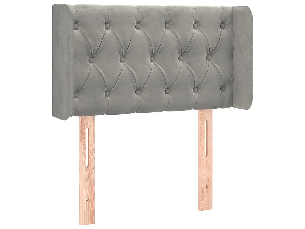 Testiera ad Orecchio Grigio Chiaro 83x16x78/88 cm in Velluto