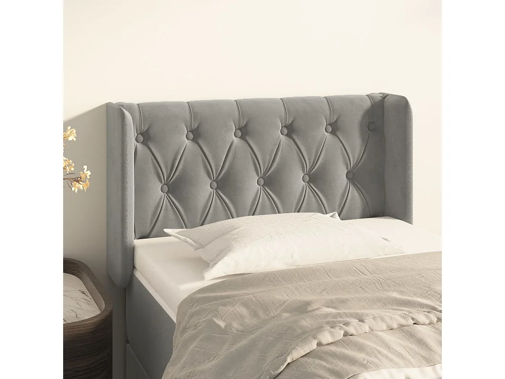 Testiera ad Orecchio Grigio Chiaro 83x16x78/88 cm in Velluto