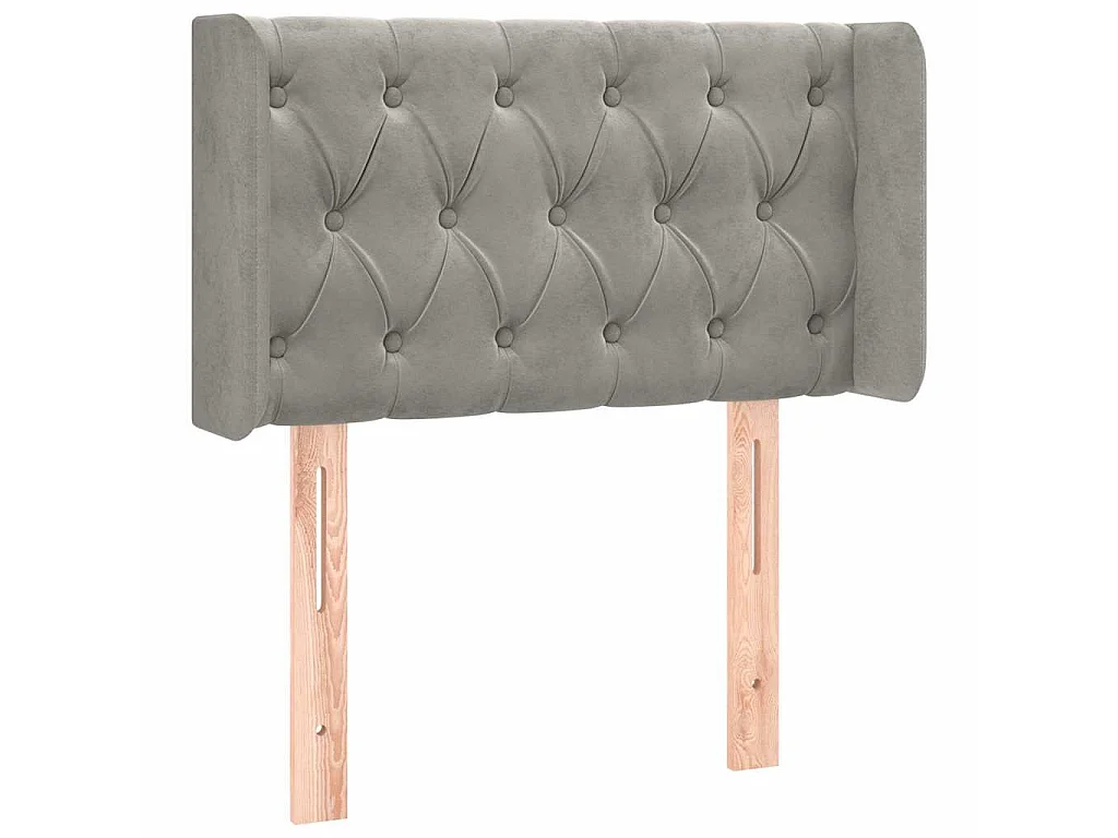 Kopfteil mit Ohren Hellgrau 83x16x78/88 cm Samt