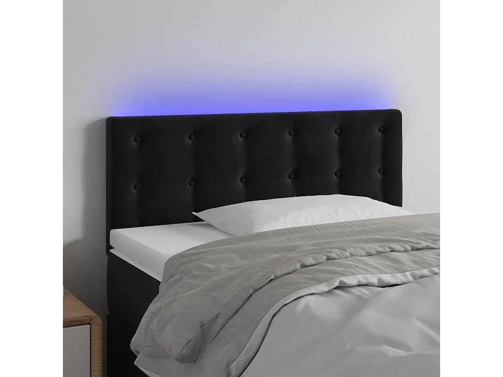 Testiera a LED Nera 80x5x78/88 cm in Velluto