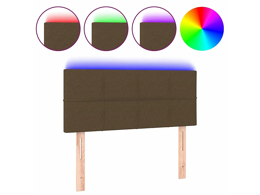 Tête de lit à LED Marron Foncé 100x5x78/88 cm Tissu