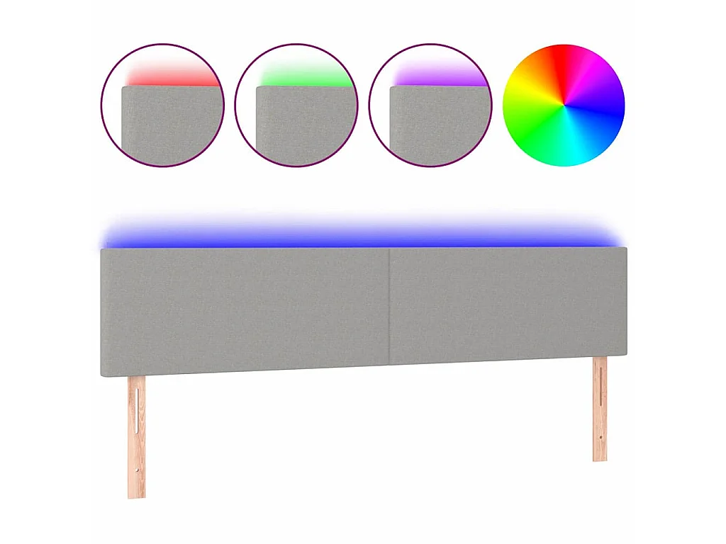 Hoofdbord LED 160x5x78/88 cm stof lichtgrijs