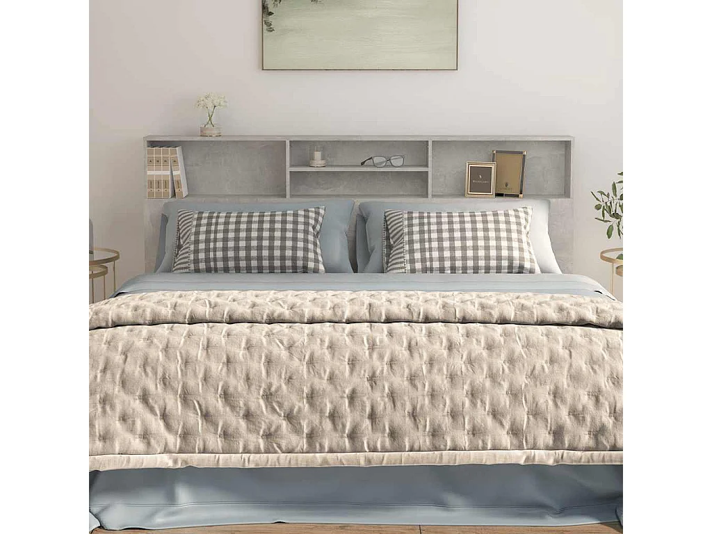 Armoire de tête de lit Gris béton 200x19x103,5 cm