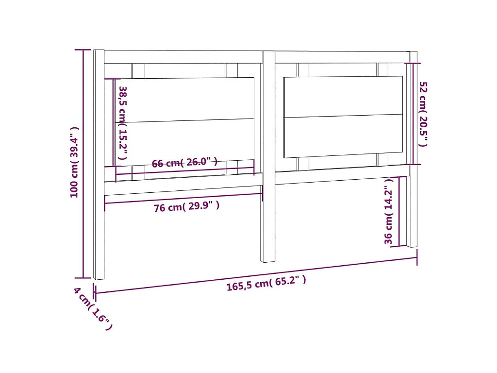 Hoofdbord 165,5x4x100 cm massief grenenhout wit