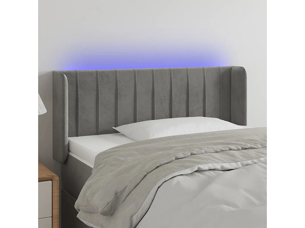 Hoofdbord LED 103x16x78/88 cm fluweel lichtgrijs